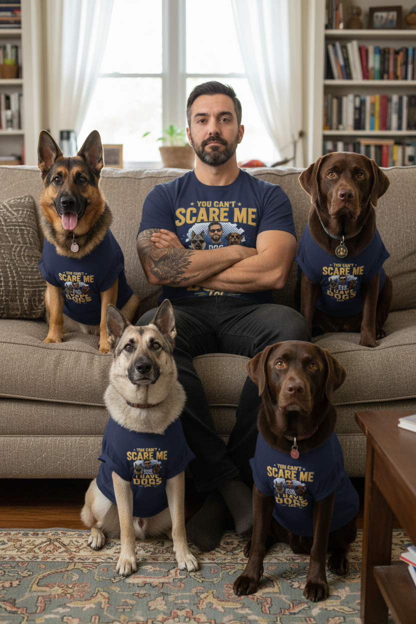 Dog Dad + Dogs Matching Tees - Navy