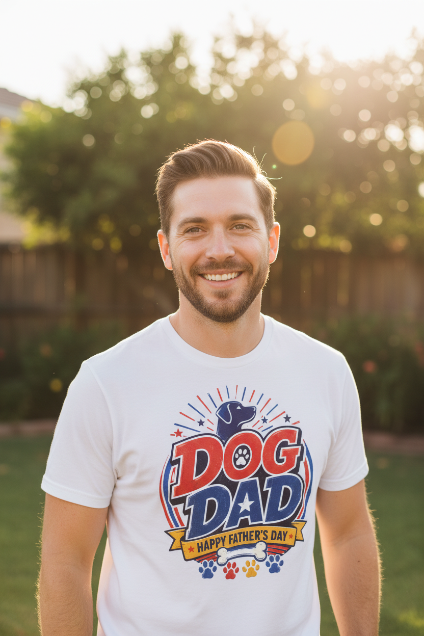 Dog Dad White Tee Lifestyle