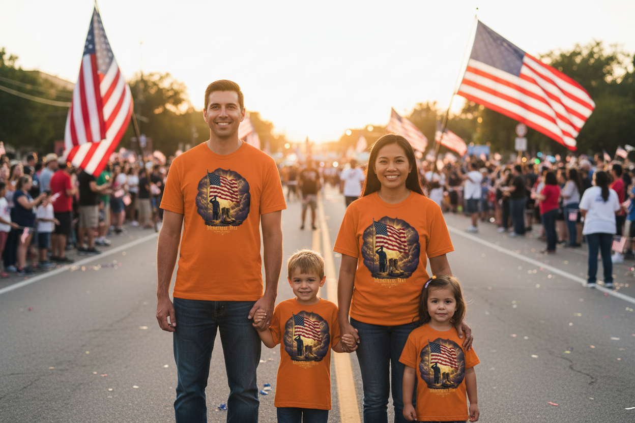 Family at Memorial Day Parade