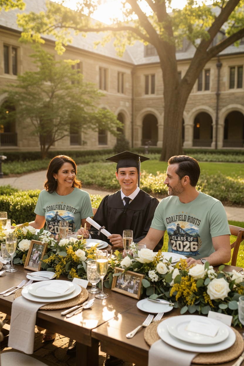 Family outdoor graduation lunch