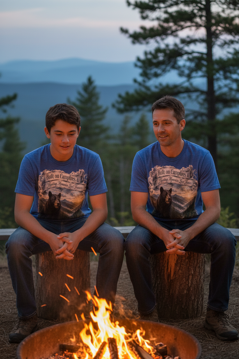 Father and Son Campfire Mockup