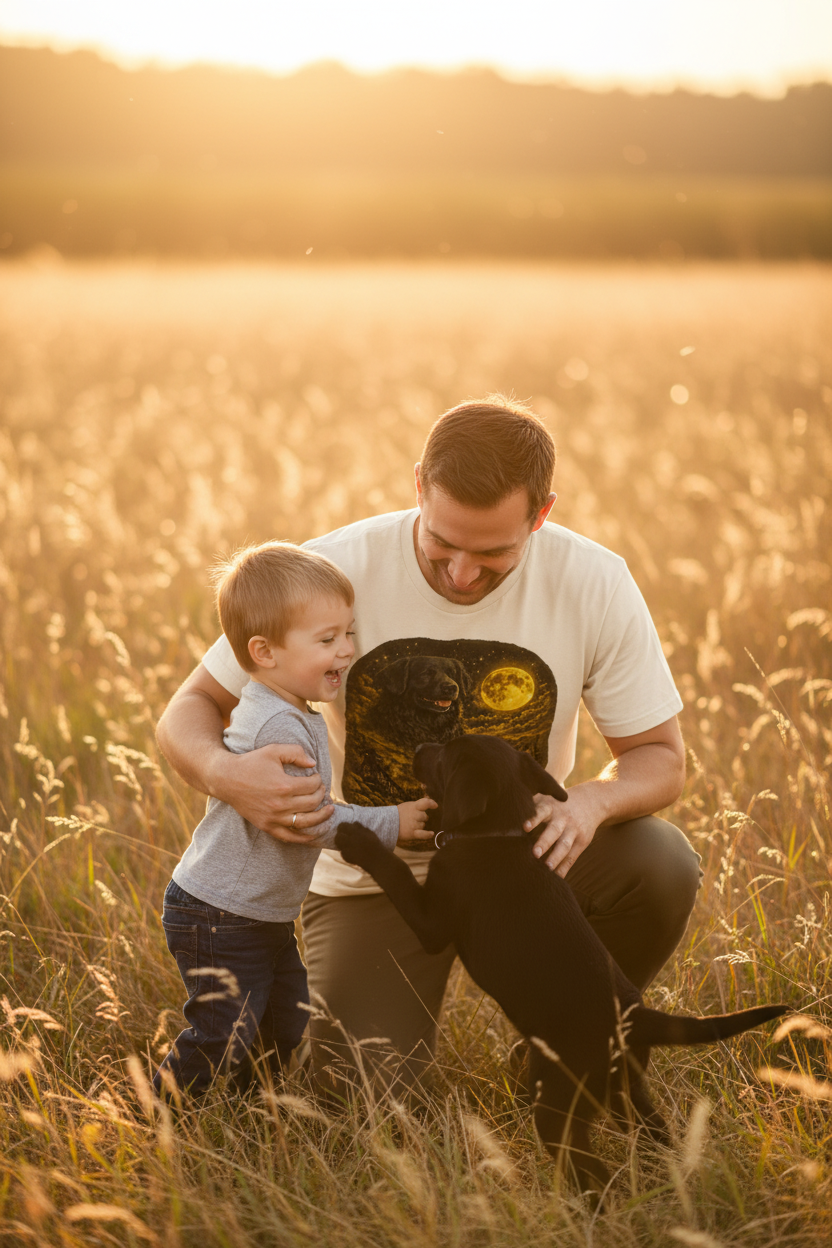 Father and Young Son Autumn Mockup