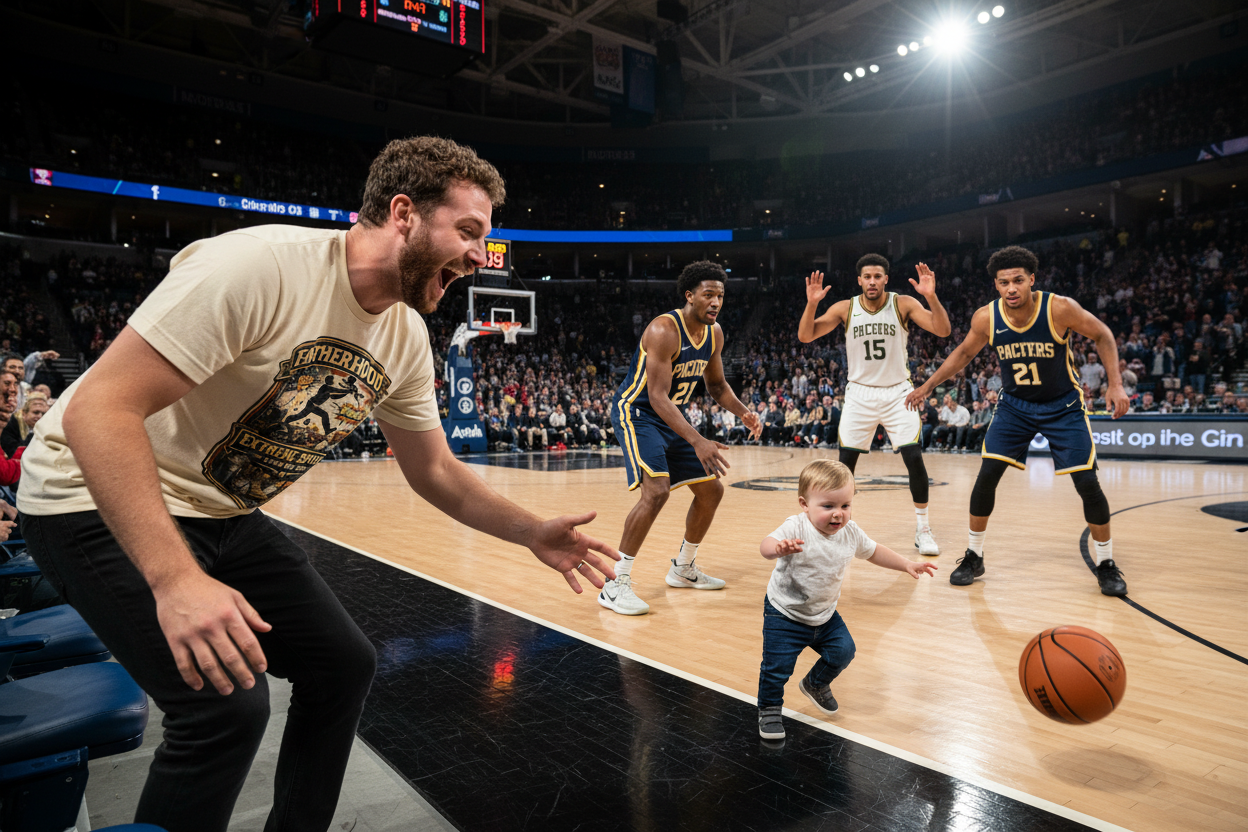 Fatherhood Extreme Sports – Baby on Basketball Court