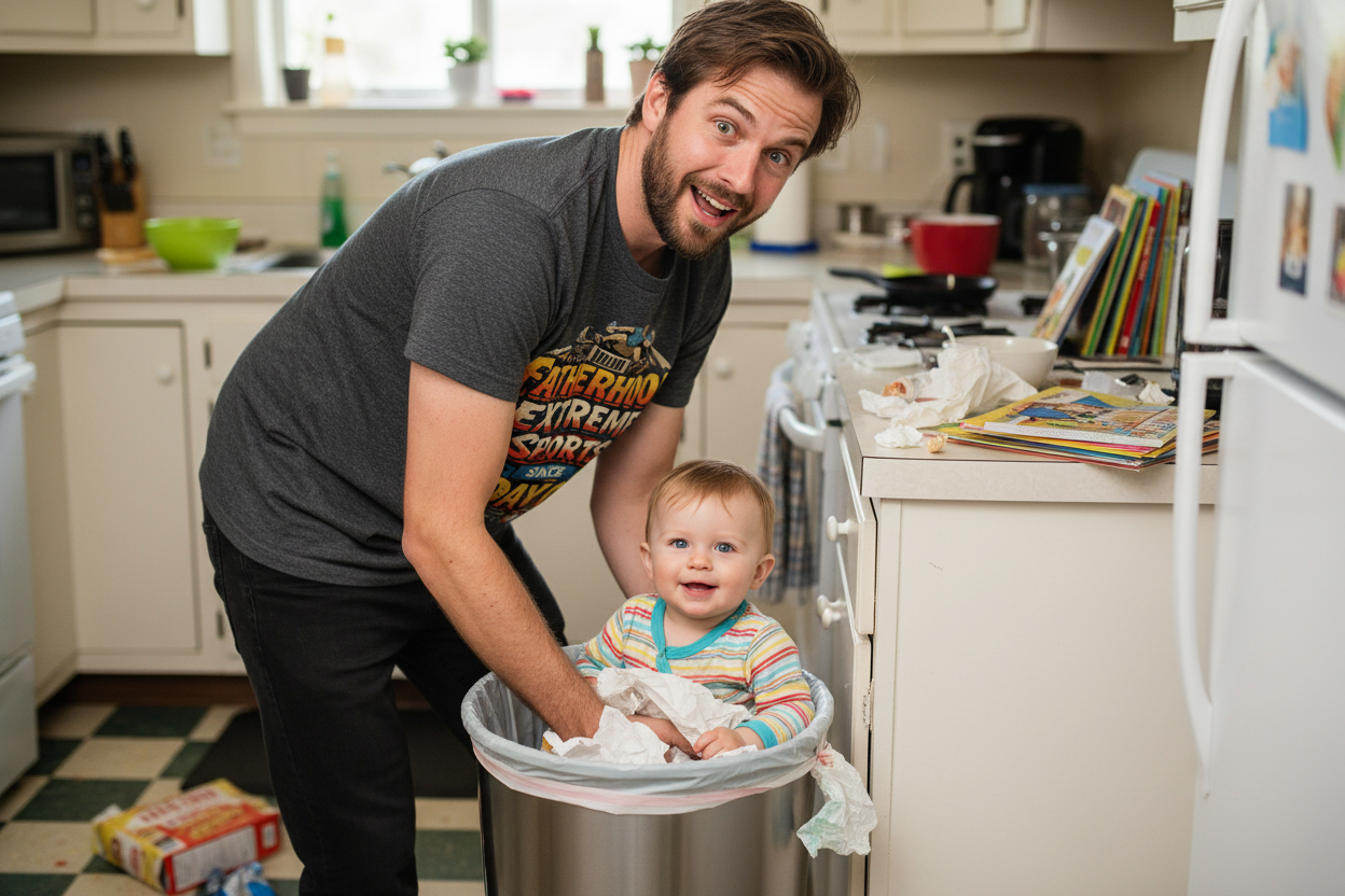 Fatherhood Extreme Sports – Trash Can Baby