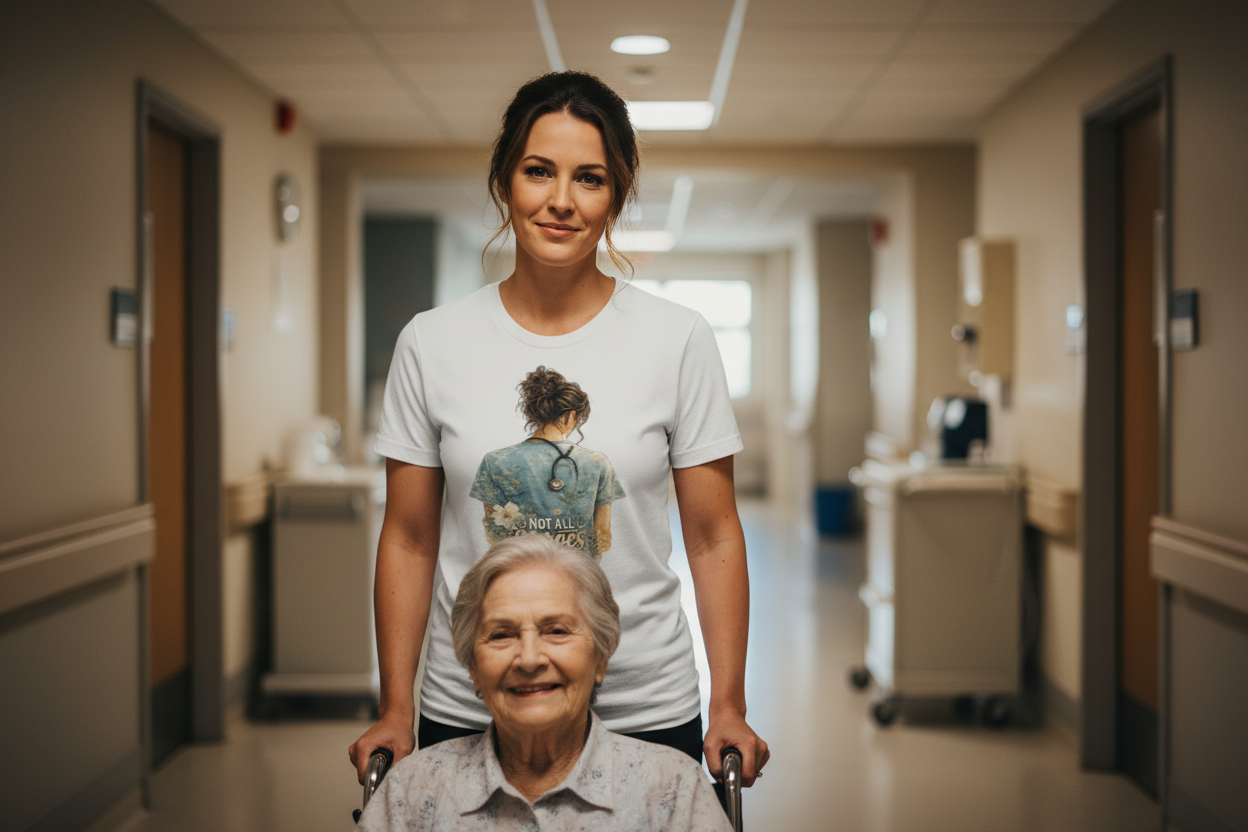 Female Nurse Wheeling Patient