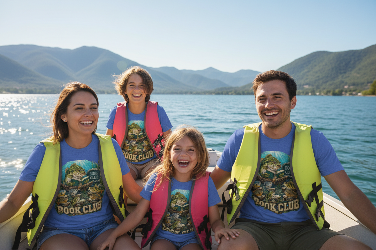 Fish Book Club Family Boat Lifestyle Mockup