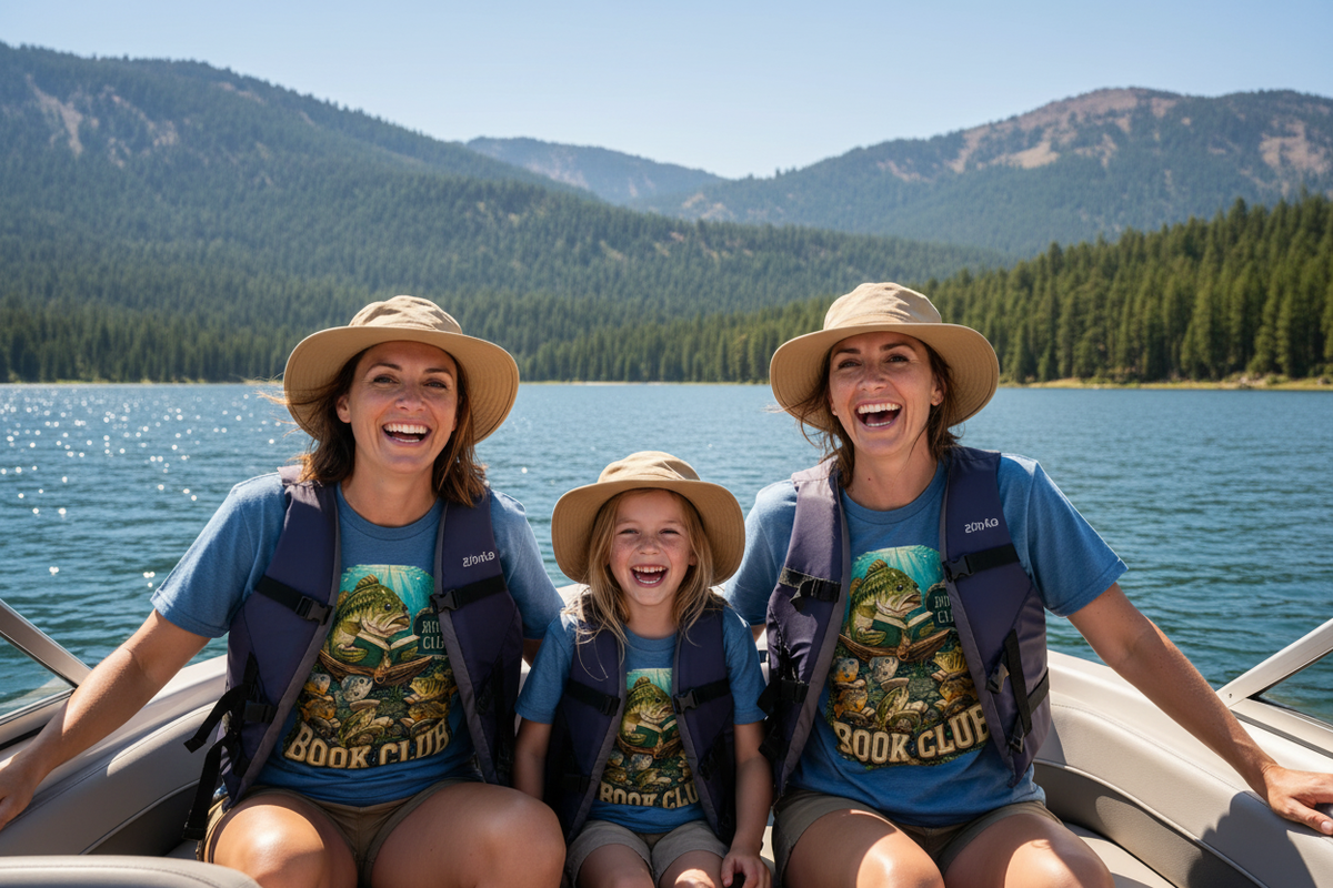 Fish Book Club Family Boat Lifestyle Mockup