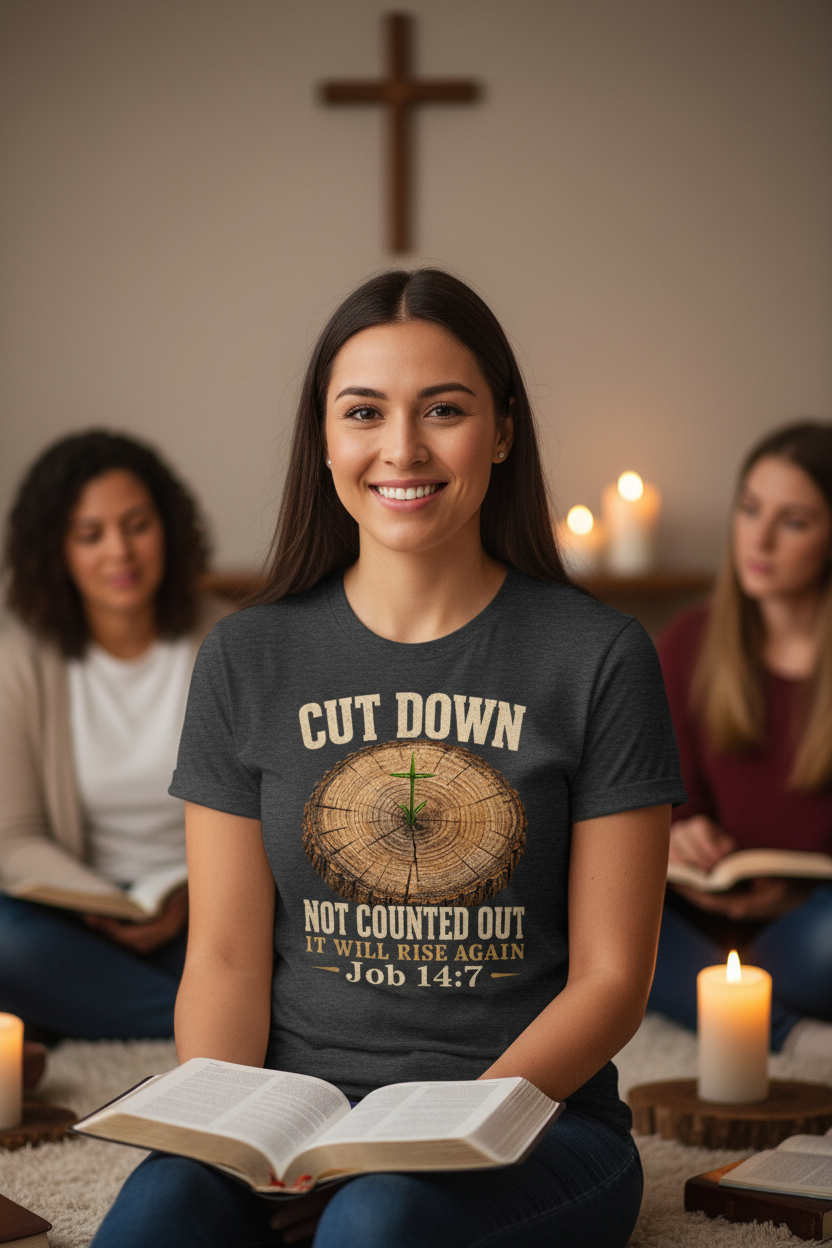 Fixed Close-Up Full Face Bible Study Dark Heather Grey Cut Down Tee