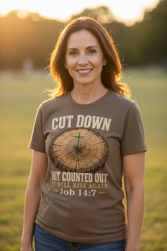 Fixed Close-Up Full Face Heather Brown Cut Down Tee