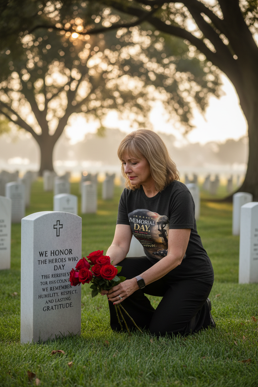 Gold Star Mother at Grave