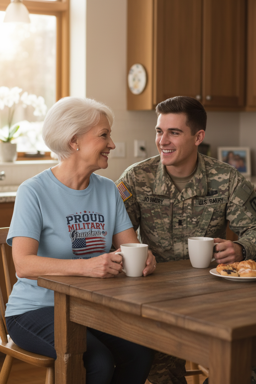 Grandma with grandson at kitchen table