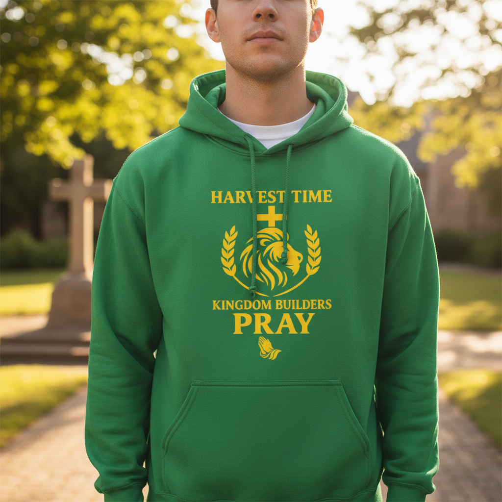 Green Hoodie Church Courtyard Lifestyle
