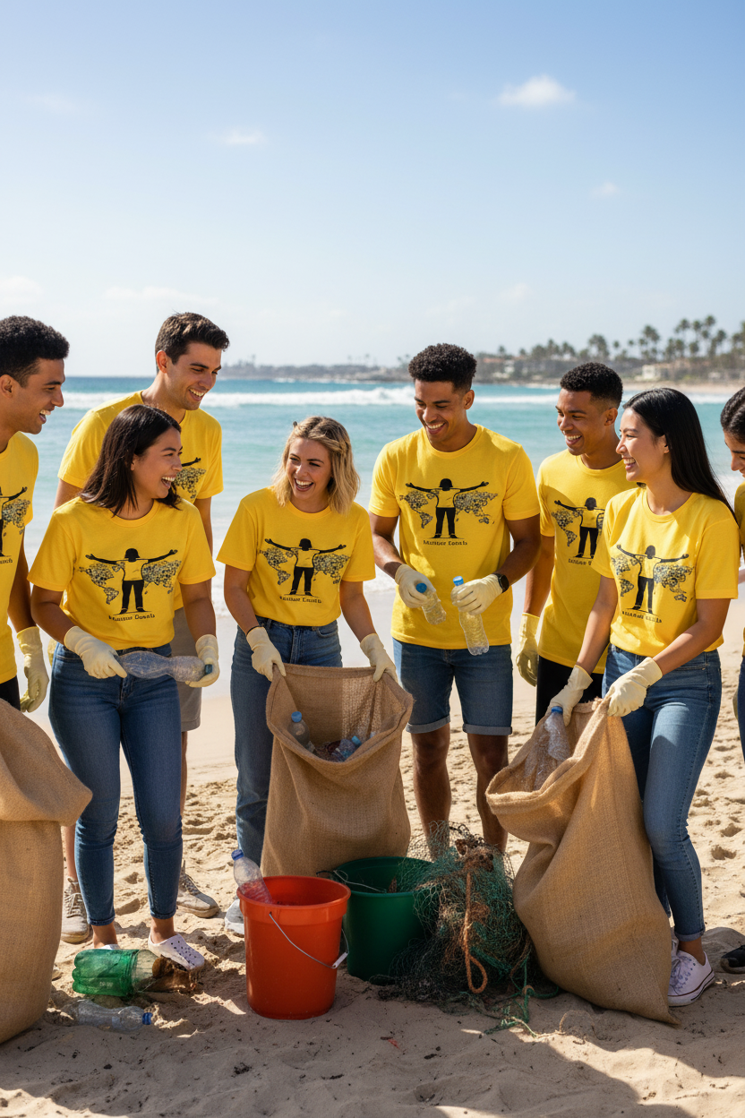 Group beach cleanup