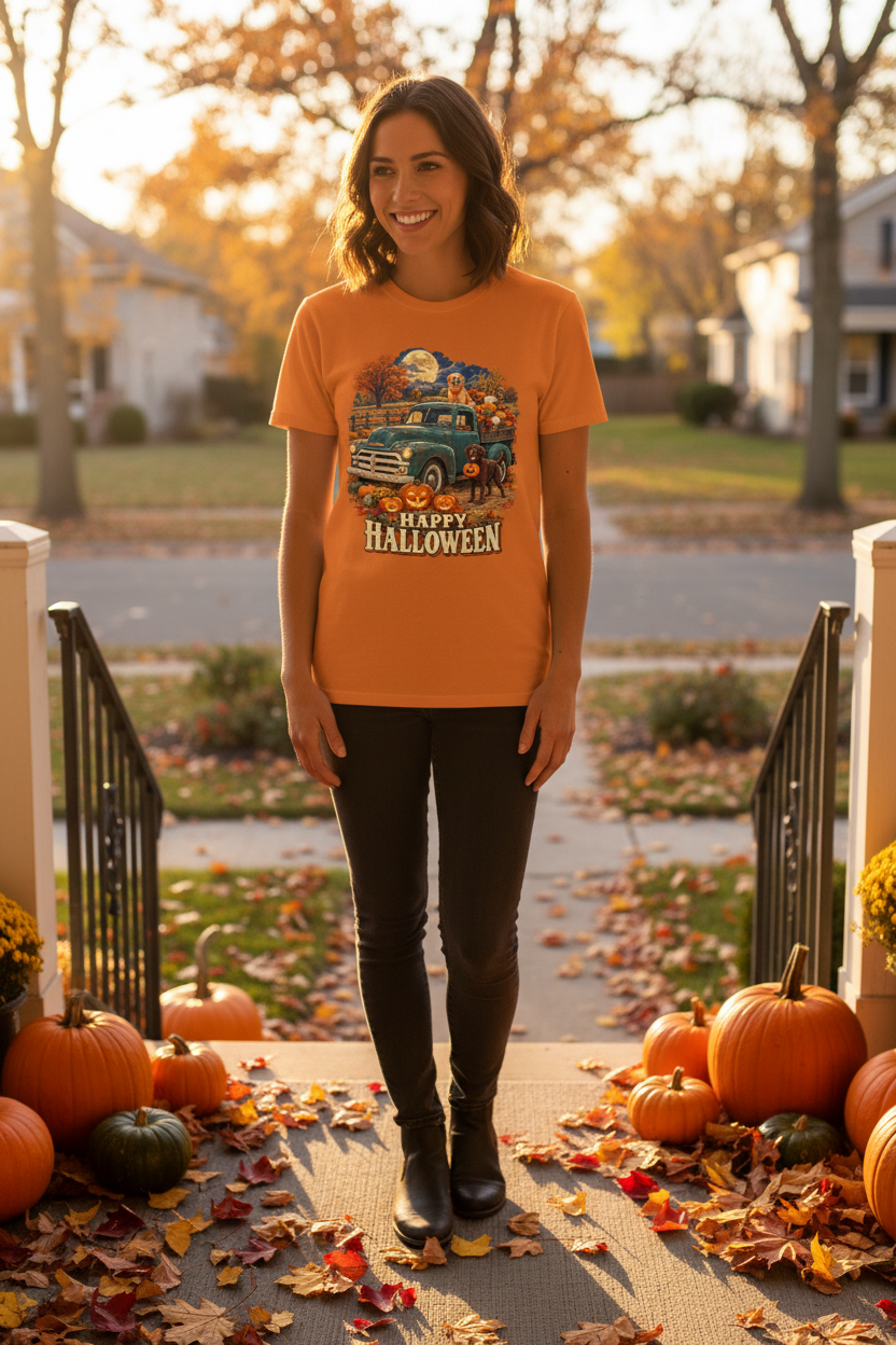 Happy Halloween Truck Tee Lifestyle Mockup