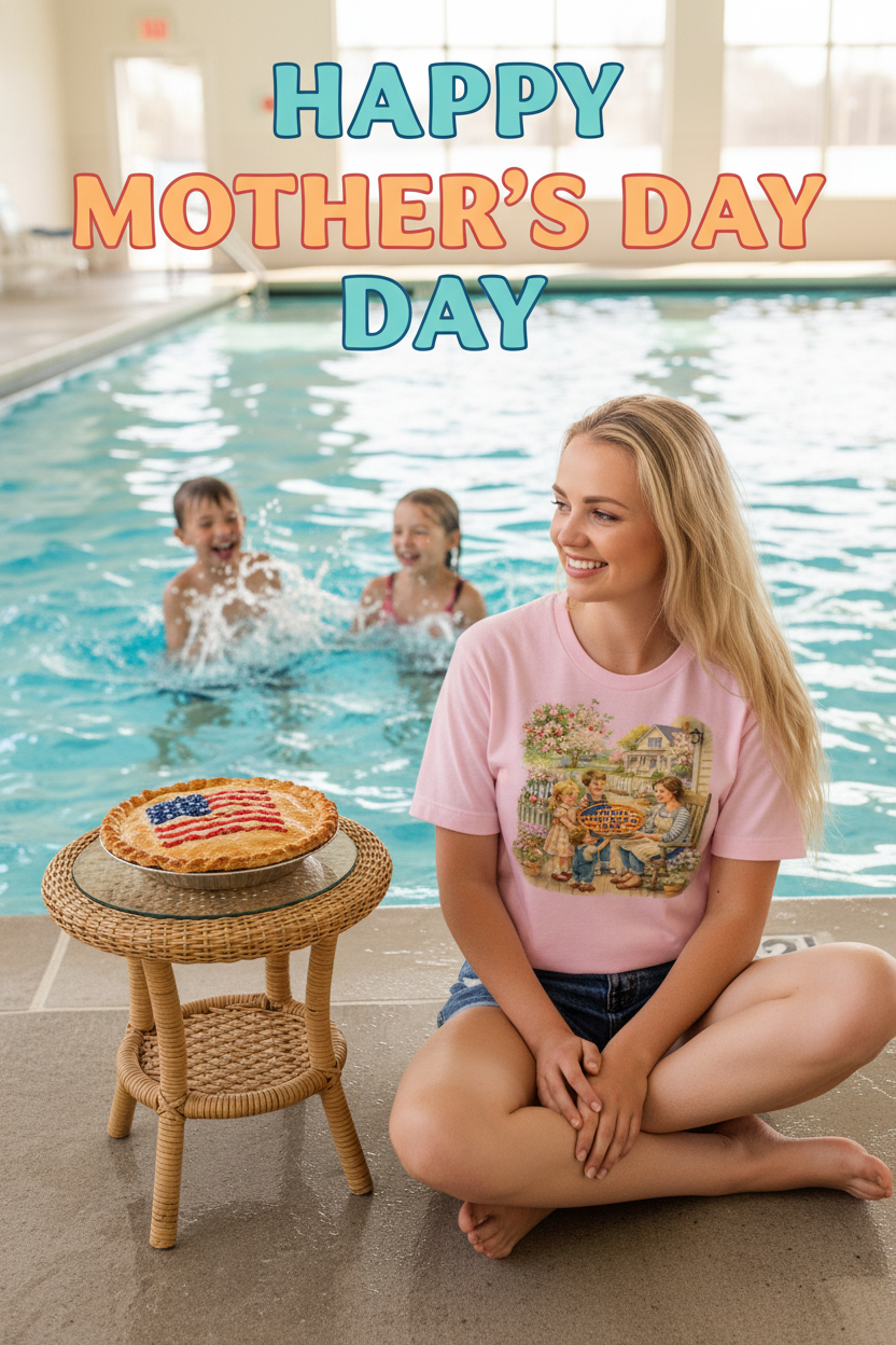 Happy Mother's Day Indoor Pool Lifestyle Mockup