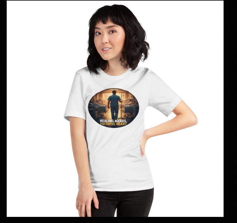 Healing Hands, Faithful Heart — Christian Nurse T-Shirt | Faith-Based Healthcare Tee