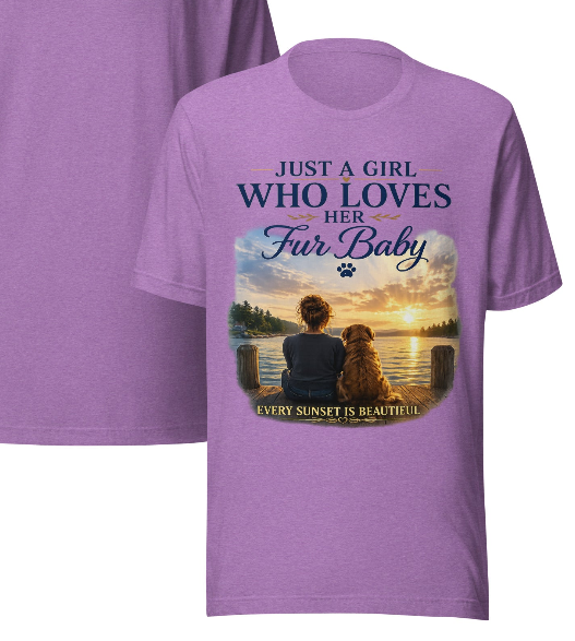 Just A Girl Who Loves Her Fur Baby T-Shirt | Every Sunset Is Beautiful