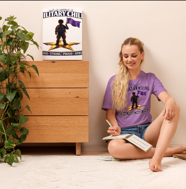 I Am a Military Child – Brave, Strong, Proud | Purple Up April Tee