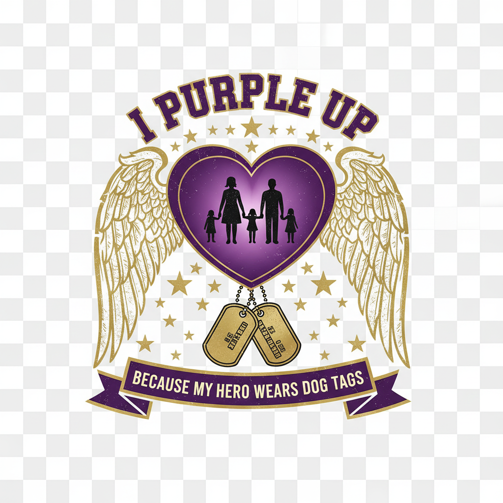 I Purple Up Because My Hero Wears Dog Tags - Military Kids Tee