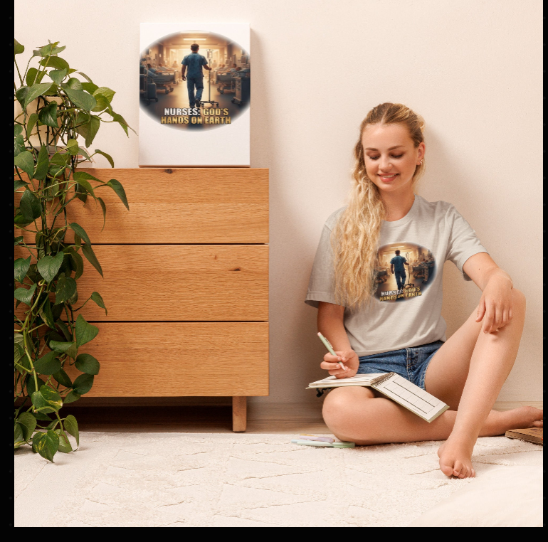 Nurses: God's Hands on Earth — Faith T-Shirt | Christian Healthcare Worker Tee