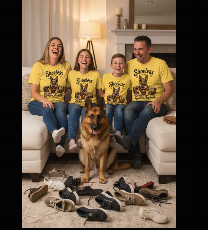 Shoeless by My German Shepherd – Funny GSD Family T-Shirt