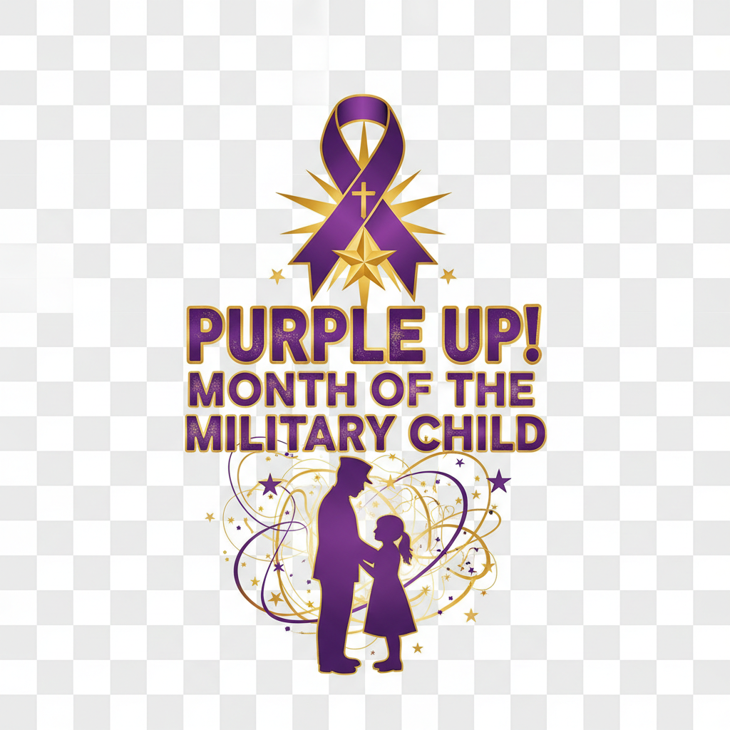 Purple Up! Month of the Military Child faith-inspired graphic design