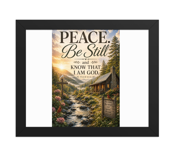 Peace Be Still – Psalm 46:10 Framed Wall Art Print