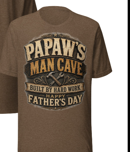 Papaw's Man Cave T-Shirt | Happy Father's Day Gift for Grandpa & Dad