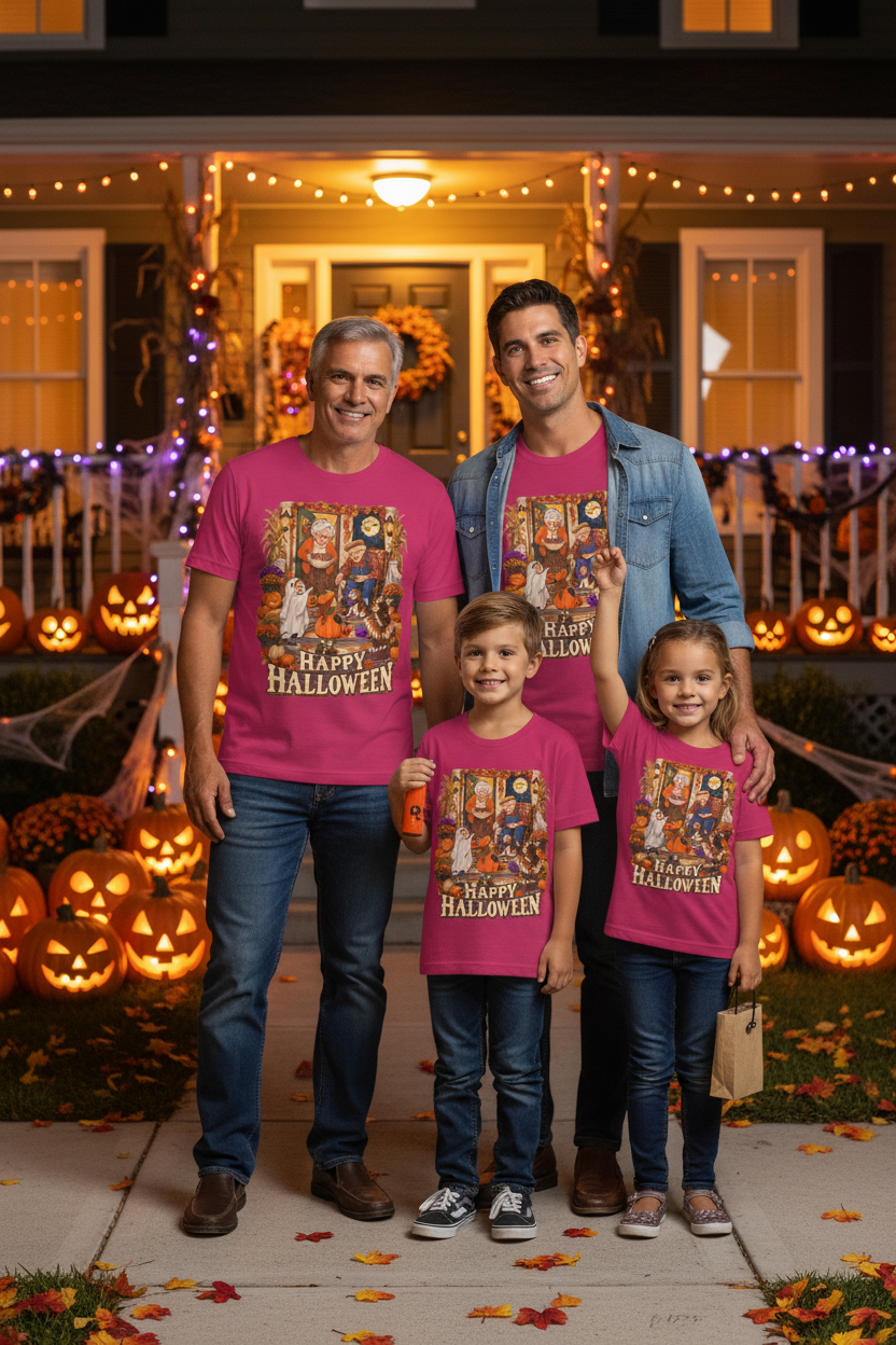 Kids Wearing Halloween Tee - Berry