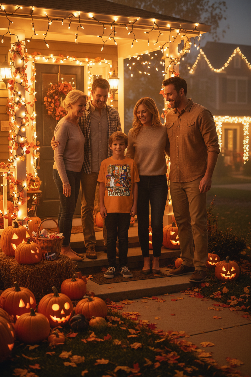 Kids Wearing Halloween Tee - Orange