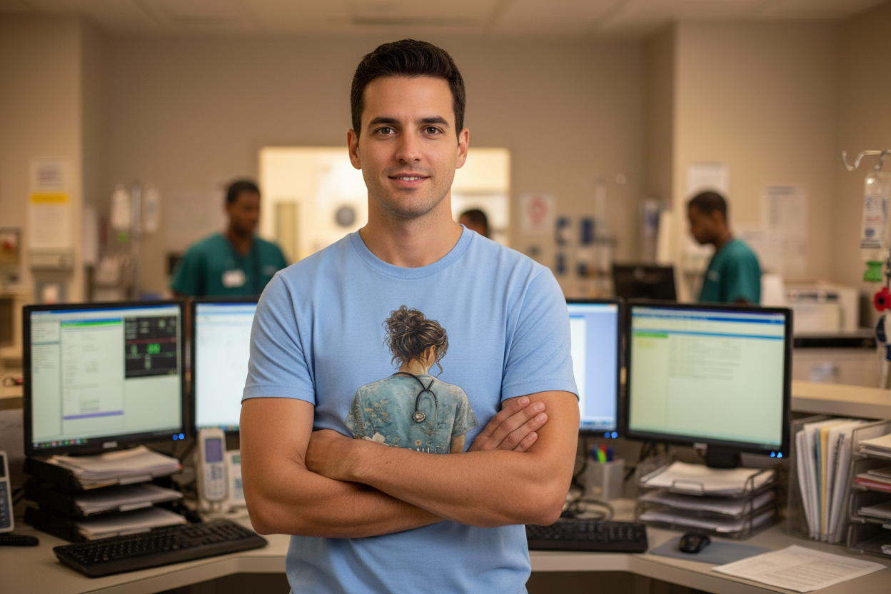 Male Nurse at ER Nurses Station