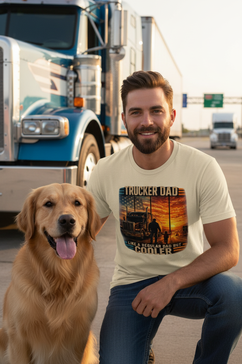 Male Trucker with Dog