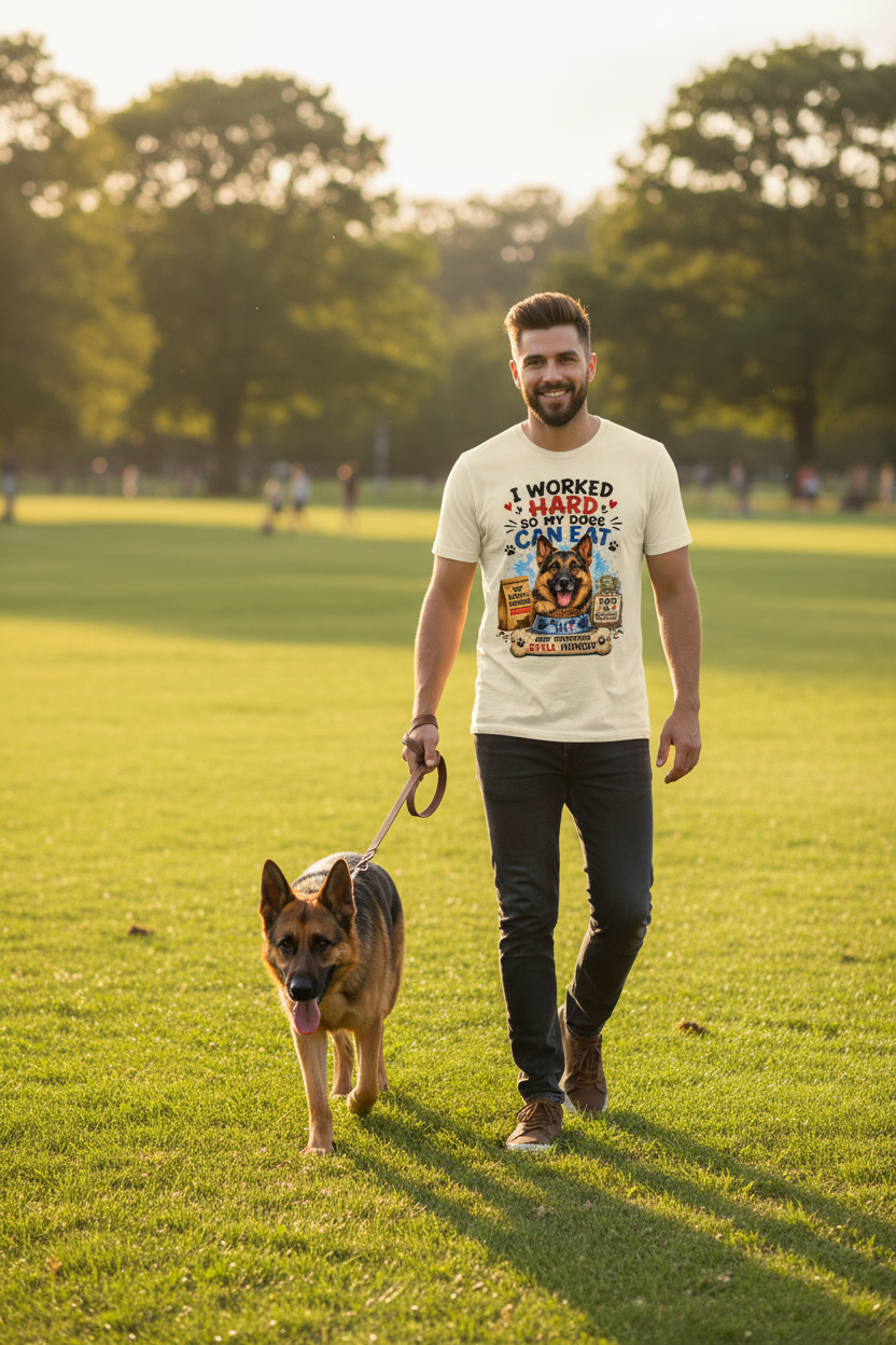Man in Park with German Shepherd
