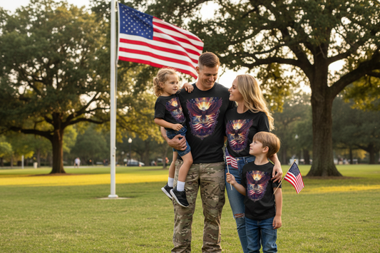 Memorial Day Eagle Shirt - Military Family at Flagpole