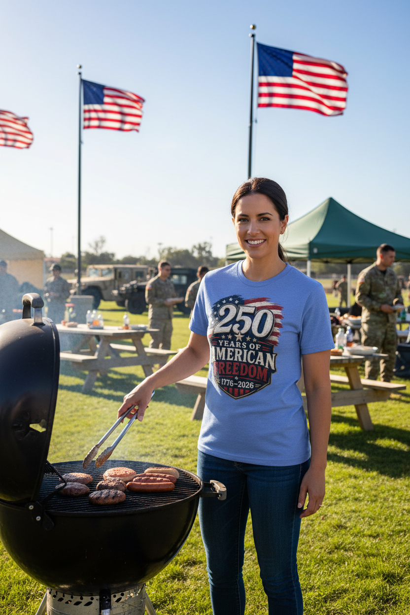 Military Base Grilling - Woman