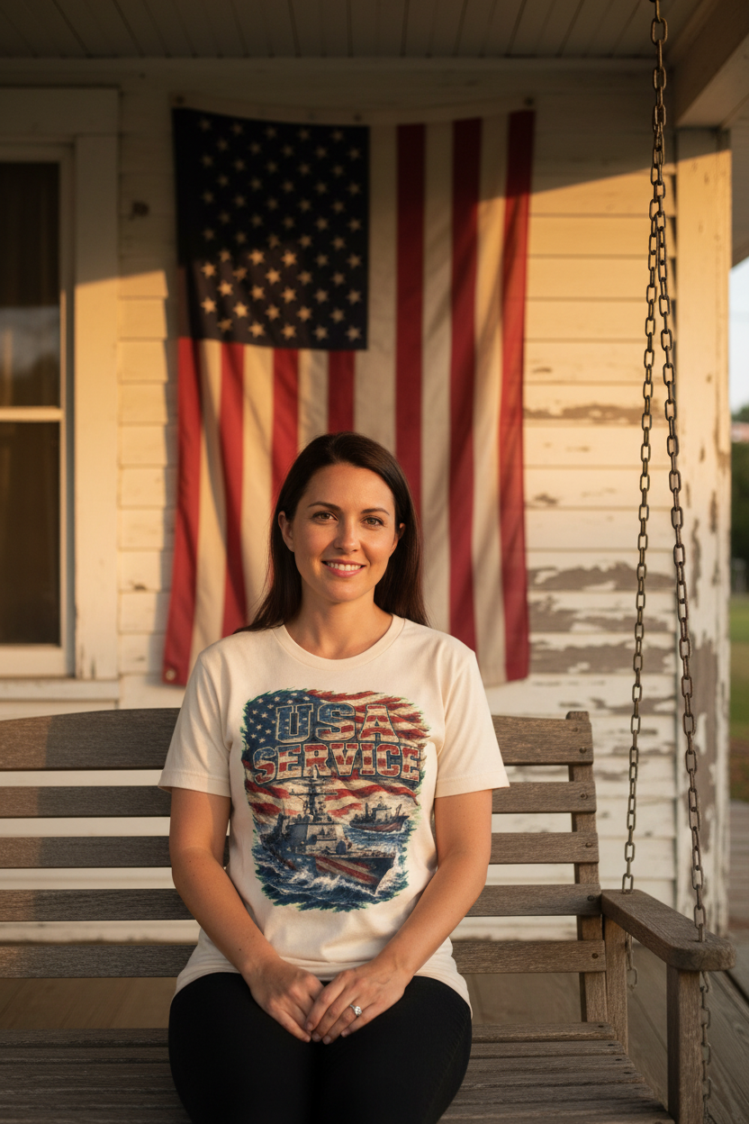 Military Wife on Porch