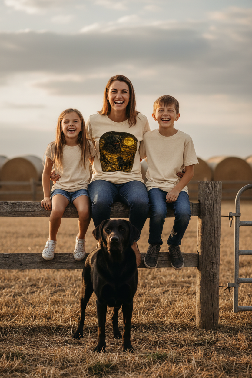 Mom and Two Kids Farm Mockup