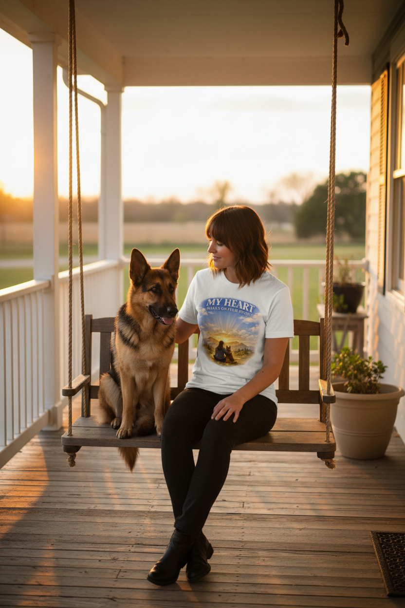 Mom & Dog - Porch Swing