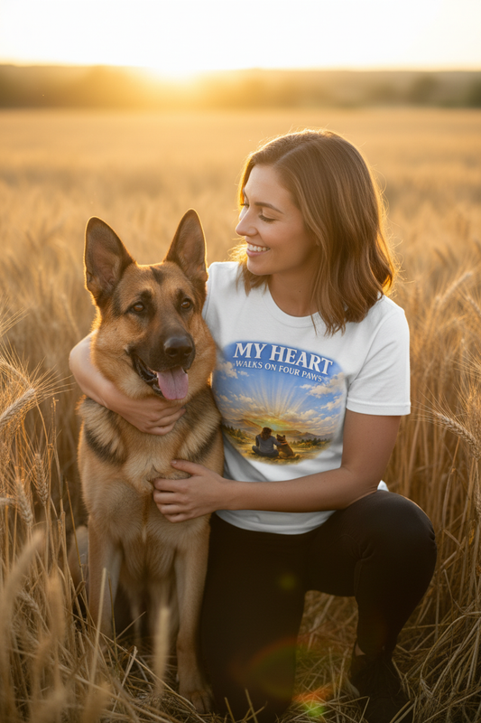 Mom & Dog - Wheat Field Hug