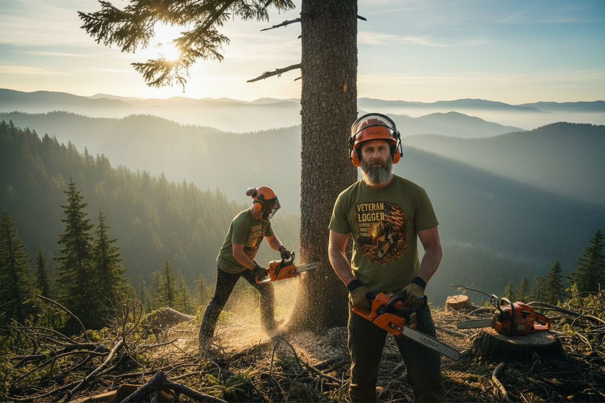 Mountain Logger Close-Up Chest Shot
