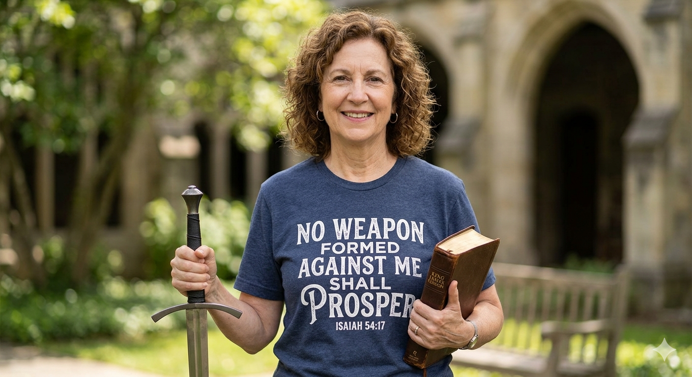 ⚔️ No Weapon Formed Against Me Shall Prosper — Isaiah 54:17 Faith Tee