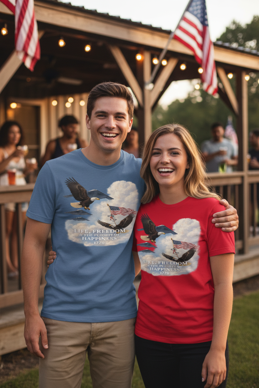 Patriotic couple at July 4th gathering
