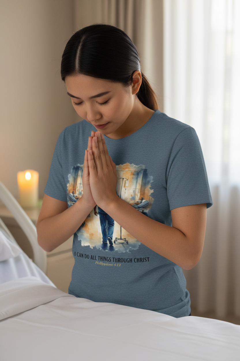 Prayer Beside Hospital Bed - Steel Blue