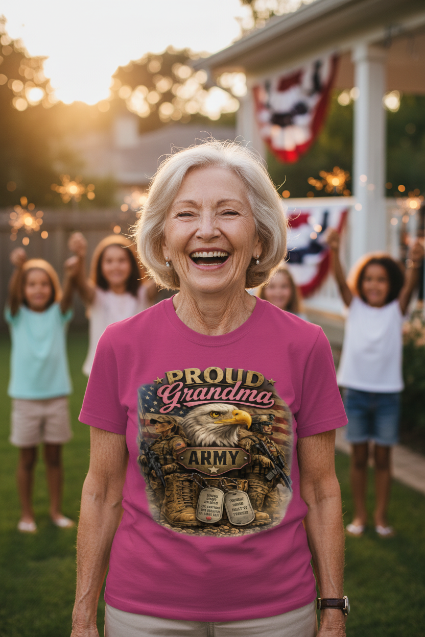 Proud Grandma Army - 4th of July Berry Pink