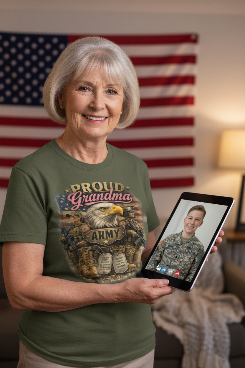 Proud Grandma Army - Video Call Military Green