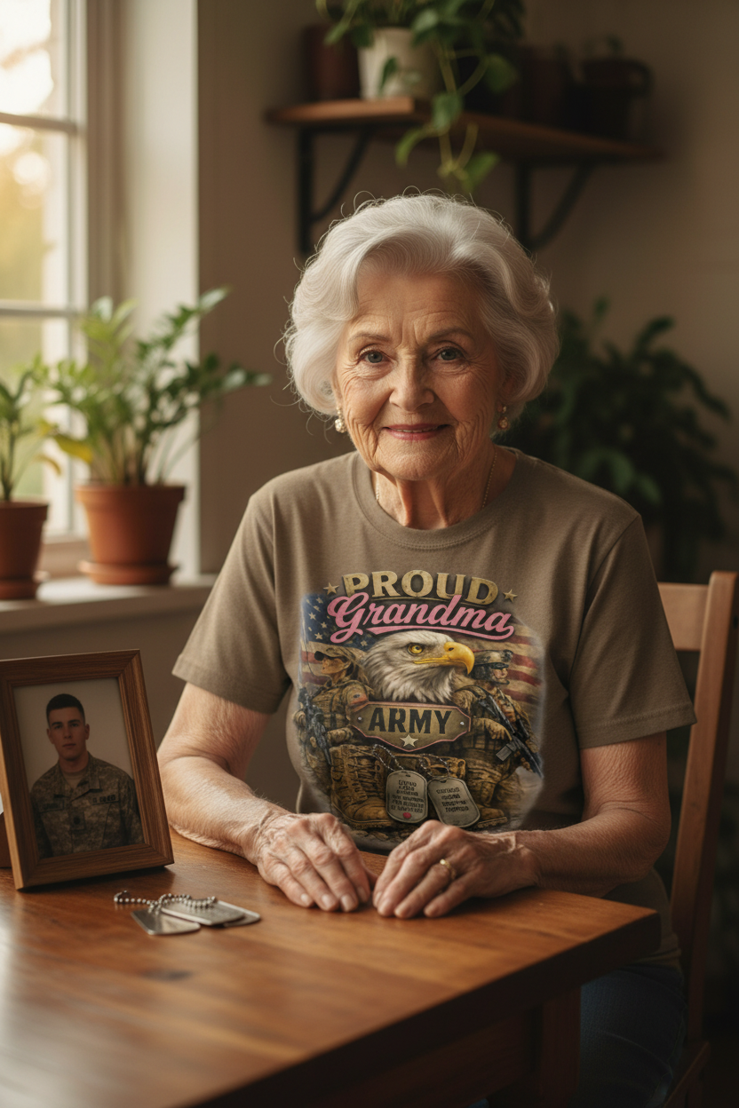 Proud Grandma Army - Writing Letter Tan
