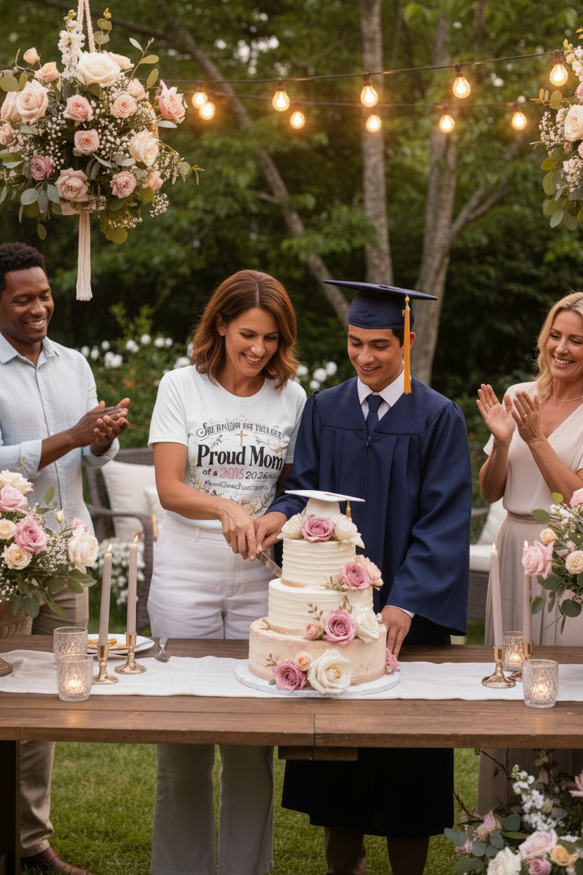 Proud Mom Cake Cutting - Zoomed In