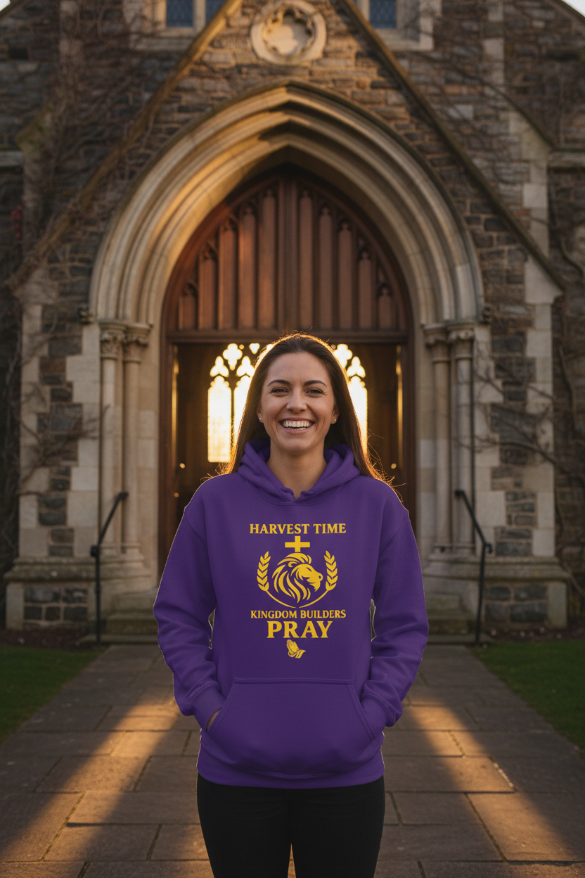 Purple Hoodie Church Entrance