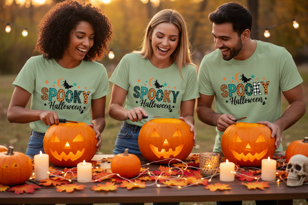 Spooky Halloween Friends Pumpkin Carving Lifestyle