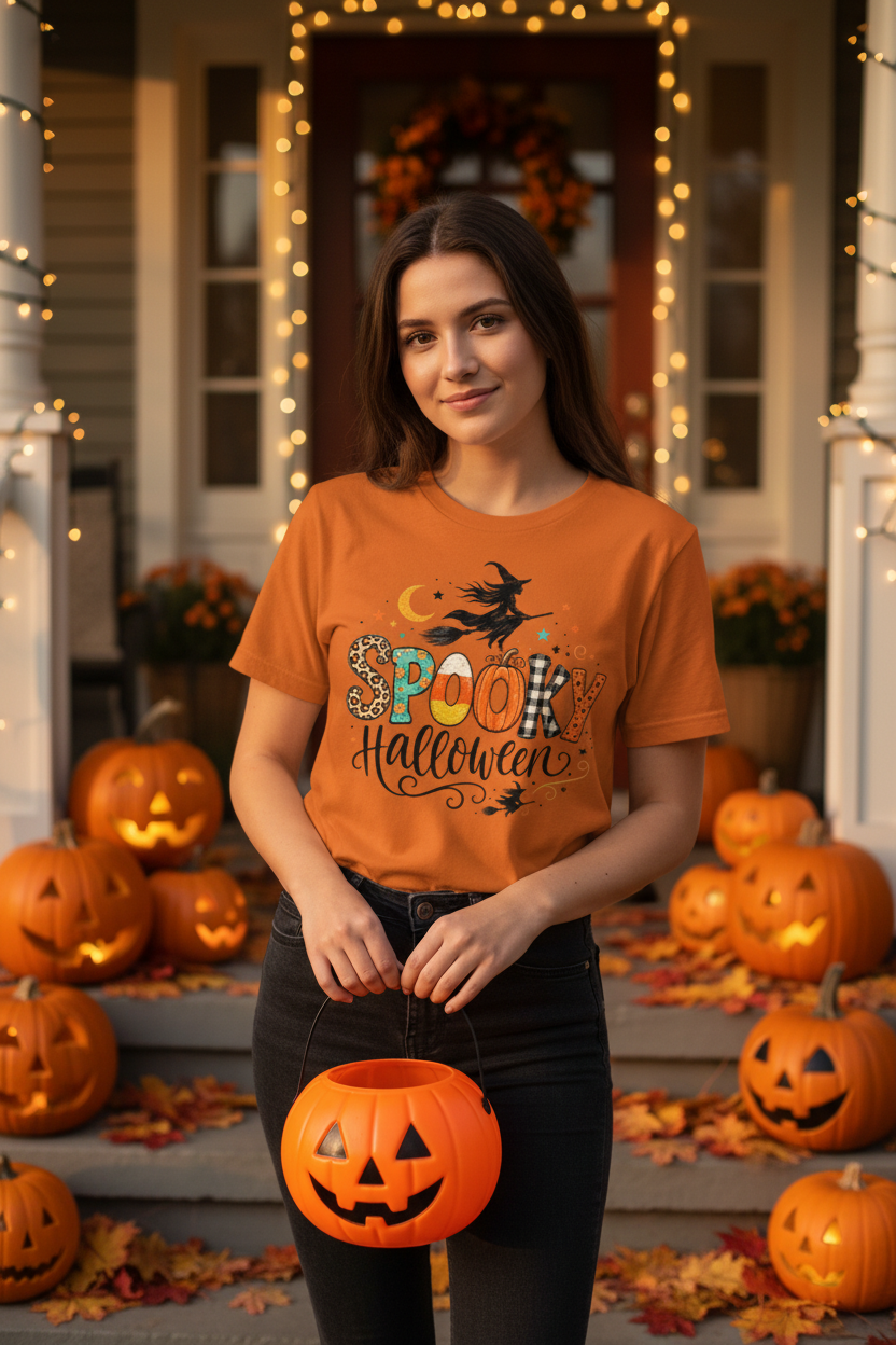 Spooky Halloween Woman Porch Lifestyle